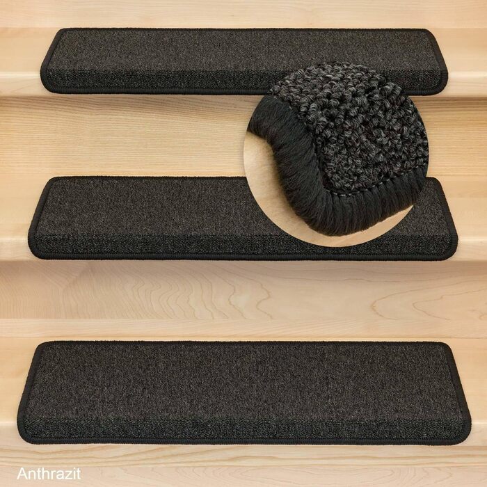 Килимки для сходів Kettelservice-Metzker Monza прямокутні одномісні та SparSet Anthracite 15 шт.