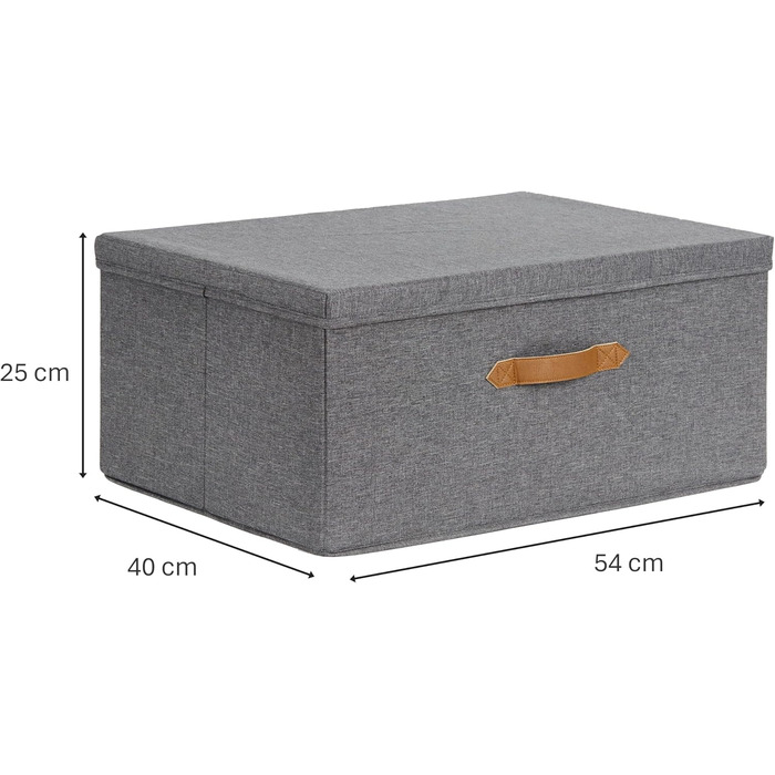 Коробка для зберігання преміум-класу LOVE IT STORE IT з кришкою - Коробка з лляної тканини - Велика та міцна коробка - Сірий - 54x40x25 см