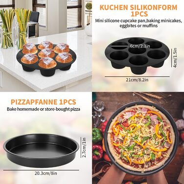 Аксесуари для фритюрниці XL і XXL 8 дюймів із 10 предметів Набір аксесуарів для потовщеної фритюрниці, сумісний із Cosori 4.7L Philips 6.2L