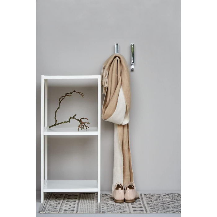 Складаний гачок, складаний настінний гачок із захистом від ковзання, метал/пластик, 2,5 x 18 x 2,5 см, білий