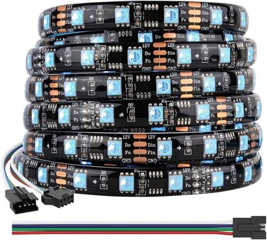 Схожий на WS2815) RGB програмована світлодіодна стрічка 5050SMD1934 IC 5M 60 світлодіодів/м 300 світлодіодів Dream Color Світлодіодна стрічка DC12V чорна друкована плата IP65 водонепроникний проект своїми руками для прикраси будинку, 1934 (