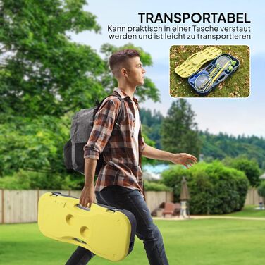 Сітка для бадмінтону HOMCOM з підставкою, підставка для сітки для бадмінтону, портативна підставка для сітки, сітка для бадмінтону з 4 ракетками для бадмінтону, для спорту на свіжому повітрі, жовтийсиній, 286 x 33 x 157 см