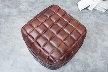 Дизайн інтер&39єру invicta, натуральна шкіряна табуретка, коричневе сидіння, табуретка для ніг, шкіряне сидіння, куб, шкіряний табурет, приставний столик для вітальні