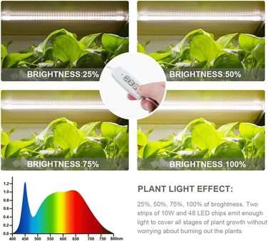 Світлова стрічка для вирощування рослин, світлодіодні світильники для вирощування кімнатних рослин, повний спектр жовтого світла 3000k, таймер 2/4/8H, режим перемикання, лампа для вирощування сукулентів, 3 трубки-вилка ЄС