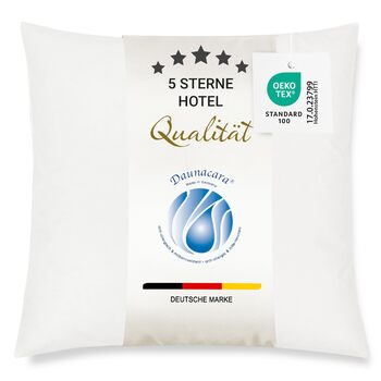 Пухова подушка ZOLLNER Deluxe зі 100 пуху - Виготовлено в Німеччині - підходить для алергіків - чохол з високоякісної бавовни Mako - можна прати при температурі до 60C - 40x40 см - готельна якість, комплект з , 40 x 40 см