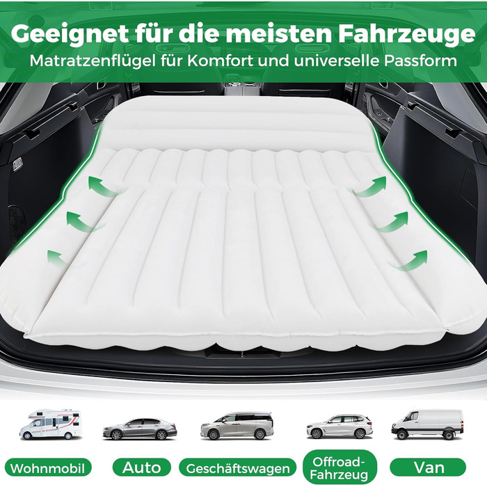 Автомобільний матрац COSTWAY, 190 x 130 см, надувний матрац для позашляховиків, двосторонній, надувний матрац з повітряним насосом та сумкою для перенесення, автомобільний матрац для багажника, кемпінгу, подорожей, активного відпочинку на природі (бежевий
