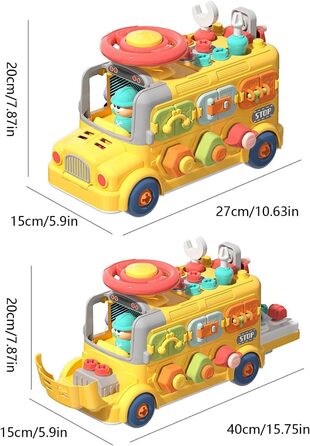 Інтерактивний кубик для малюків Захоплюючий кубик для навчання у формі автобуса для малюків Ідеально підходить для розвитку дрібної моторики в домашніх умовах, школі та дитячих садочках
