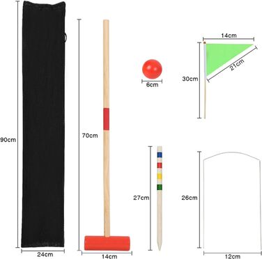 Крокетна гра для 2-4 гравців, набір для крокету з сумкою, дерев&39яна іграшка для дітей та дорослих, гра для всієї родини на свіжому повітрі, гра на спритність