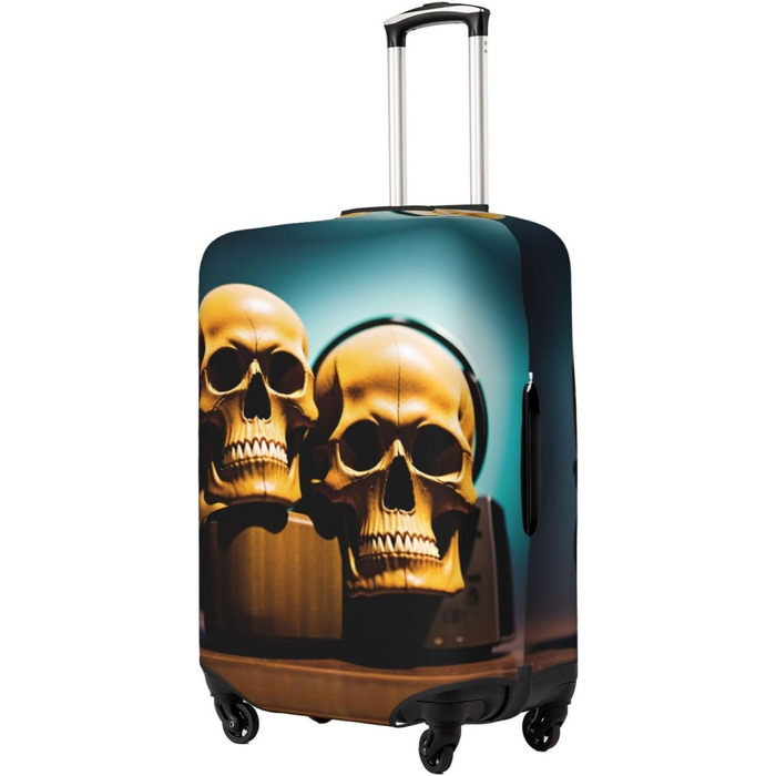 Чохол для валізи у формі черепа, міцний захист для багажу, підходить для валіз розміром 45,7 - 81,3 см, розмір XL, чорний, екстра-великий