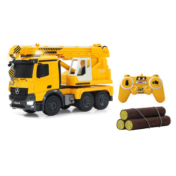 Потужний кран Mercedes Liebherr 120 2,4G - Висувний стріловий кран, поворот на 660, підйом/опускання тросу, жовті світлодіодні сигнальні вогні, реалістичні звуки, повнопривідний, 405034 -