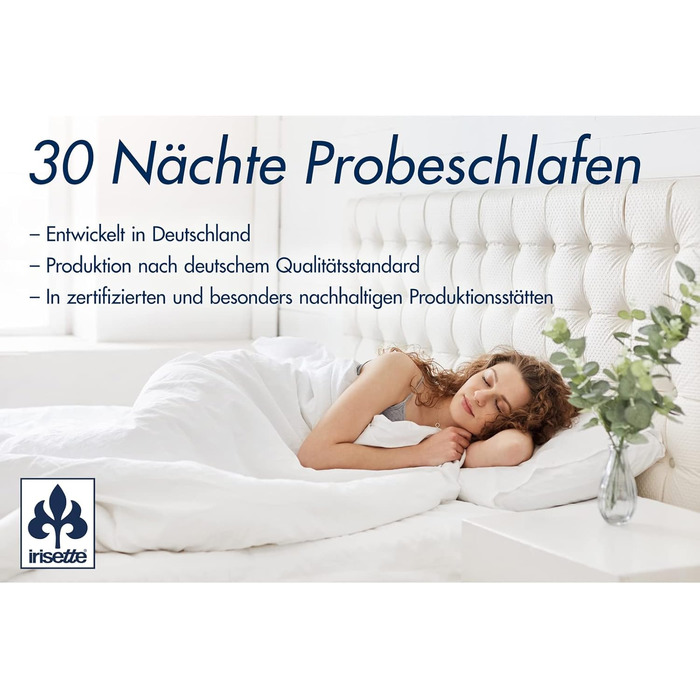 Подушка Irisette з мериносової вовни 40x80 см, наповнювач 100 натуральна вовна, клімат-регулювання, бавовняний чохол, сертифікована Oeko-Tex, вироблено в Німеччині 40 x 80