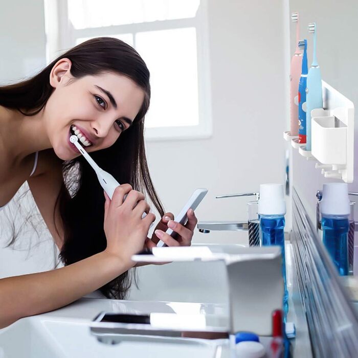 Тримач для зубної щітки simpletome Настінна електрична зубна щітка Регульований органайзер для зубної пасти Тримач для ванної кімнати Набір для зберігання (білий)