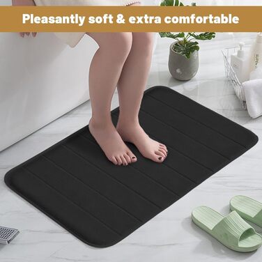Комплект килимків для ванної кімнати, 3 предмети, чорний, килимок для ванної, що прається, нековзний килимок для ванної, матеріал з м&39якого коралового флісу, килимки для ванної, що швидко сохнуть, килимок для туалету, який можна прати в пральній машині