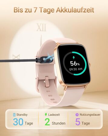 Розумний годинник для чоловіків та жінок з функцією телефону, фітнес-годинник 1,85 дюйма, понад 100 спортивних режимів, фітнес-трекер з моніторингом серцевого ритму/SpO2/сну, крокомір, водонепроникний спортивний годинник IP68 для iOS та Android, рожевий