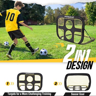 Дитячі футбольні ворота PodiuMax для саду, складні футбольні ворота 2 в 1, настінний тренажер для використання в приміщенні/на вулиці, тренажер для футбольних воріт з сумкою для перенесення, 120 * 80 * 80 см