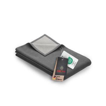 Ковдра Ibena Stockholm з органічної вовни 140x200 см - 100 бавовна, зроблено в Німеччині, бавовняна ковдра сірого кольору, світло-сіра, двоколірна 140 x 200 см сірого кольору