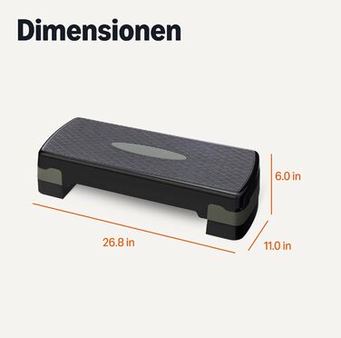 Степер для аеробних тренувань Storeo Basics, регульований степер для дому, 68,58 см, чорний/сірий