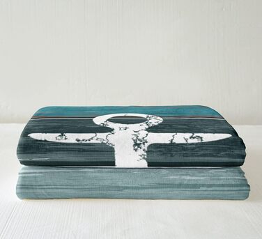 Плед Tbrand Anchor 130x150 см, морська тематична ковдра, вінтажна, зношена, вивітрена, сільська, м&39яка ковдра, розкішна фланелева флісова ковдра, бірюзовий колір, синій