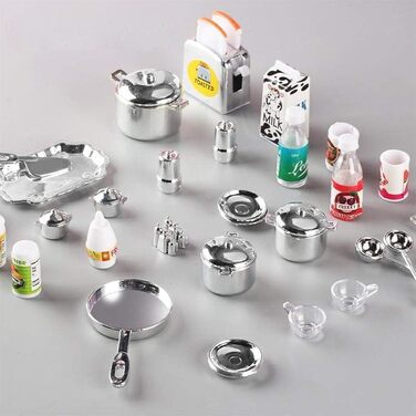 Іграшкові меблі для лялькової кухні, ляльковий будиночок для дітей, реалістичне світло та звуки з робочою варильною поверхнею, духовкою, раковиною, дверцятами холодильника та безліччю аксесуарів, іграшка 40 x 30 см