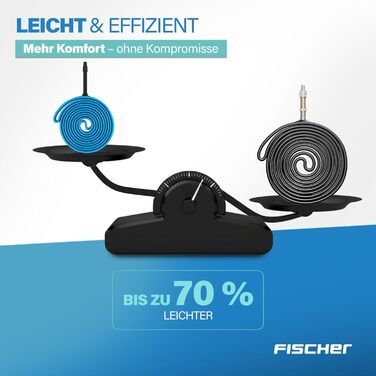 Камера велосипедна FISCHER TPU для шосейного велосипеда, 28 (700x18-25C), надлегка, захист від проколів, міцна, компактна та з високою герметичністю, з вентилем Presta (французький тип)