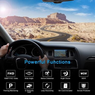 Відеореєстратор автомобільний передній з 64G SD картою, 3 ' IPS екран автомобільна камера, 176 ширококутний відеореєстратор, 1080P