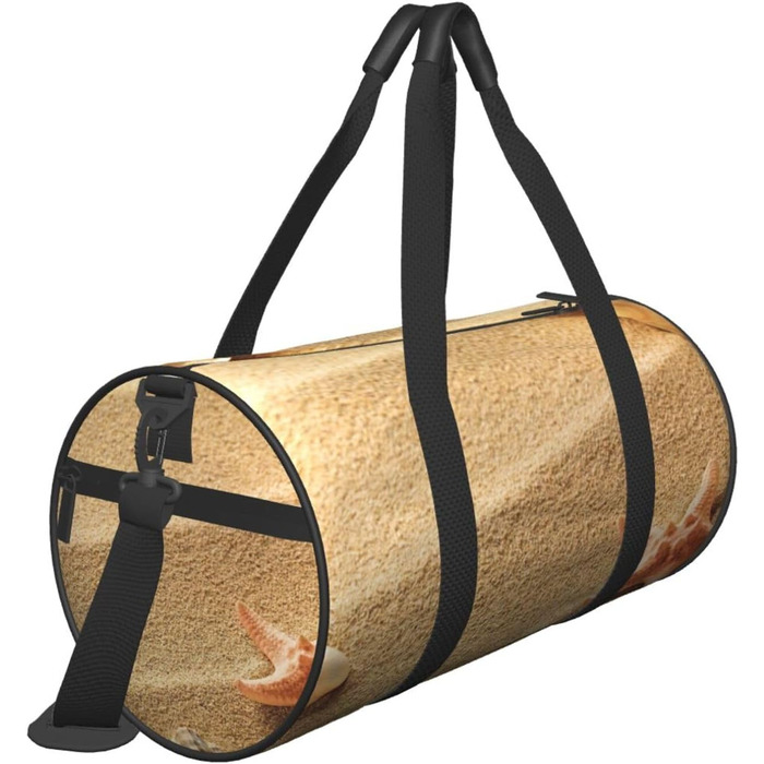 Спортивна сумка, дорожня сумка, пляжна сумка, з малюнком мушлі та піску, сумка на нічліг, чорна, універсальний розмір, сумка для подорожей