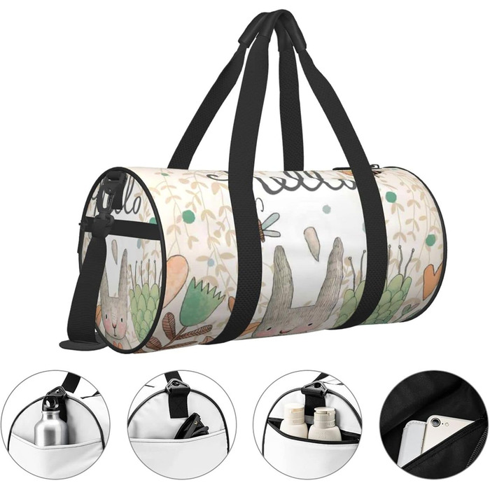 Дорожня сумка Квітучий зайчик, спортивна сумка з метеликами та бджолами для чоловіків та жінок, сумка-мішок для моря/басейну