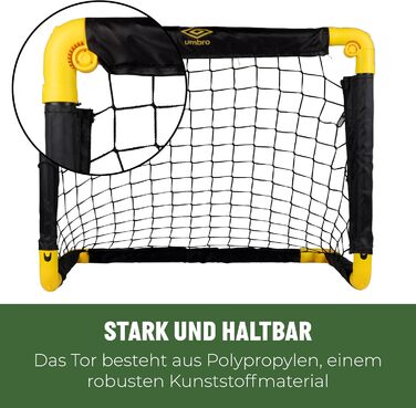 Футбольні ворота Umbro 50 x 44 x 44 см - Комплект із 2 футбольних воріт - Складані футбольні ворота - Футбольні ворота для саду та дітей - Тренувальний футбольний інвентар для приміщень та вулиці - Пластик - Чорний/Жовтий