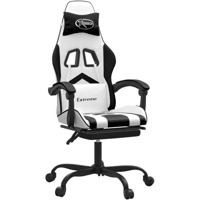 Ігрове крісло з підставкою для ніг, крісло для ПК, ігрове крісло, крісло для геймерів, крісла для домашнього офісу, крісла для ігор, комп&39ютерне крісло, крісло для PlayStation, біла та чорна штучна шкіра