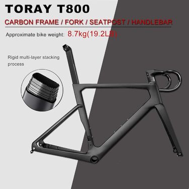 Шосейний велосипед KABON Carbon Gravel, рама T800 з вуглецевого волокна 700C з 18 передачами, інтегроване кермо, дискові гальма для чоловіків/жінок, колір Chameleon Blue 56 см