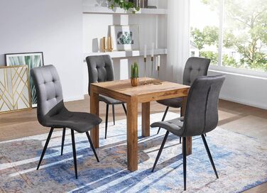 Квадратний обідній стіл FineBuy 80 см з масиву дерева шишам Квадратний стіл з масиву дерева, Дизайнерський обідній стіл з натурального дерева, Кухонний стіл з натурального дерева для 4 осіб, Бістро-стіл 80 x 80 x 76 см