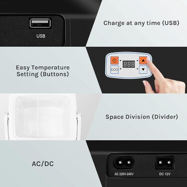 Для охолодження і збереження тепла, Кемпінговий холодильник для автомобіля і розетки з USB, Термобокс, Cool Box Small для вантажів