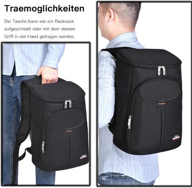 Рюкзак-холодильник 25 л, сумка-холодильник, сумка для пікніка, велика ізольована сумка-холодильник для пікніків/барбекю/кемпінгу/прогулянок/шопінгу (чорний)