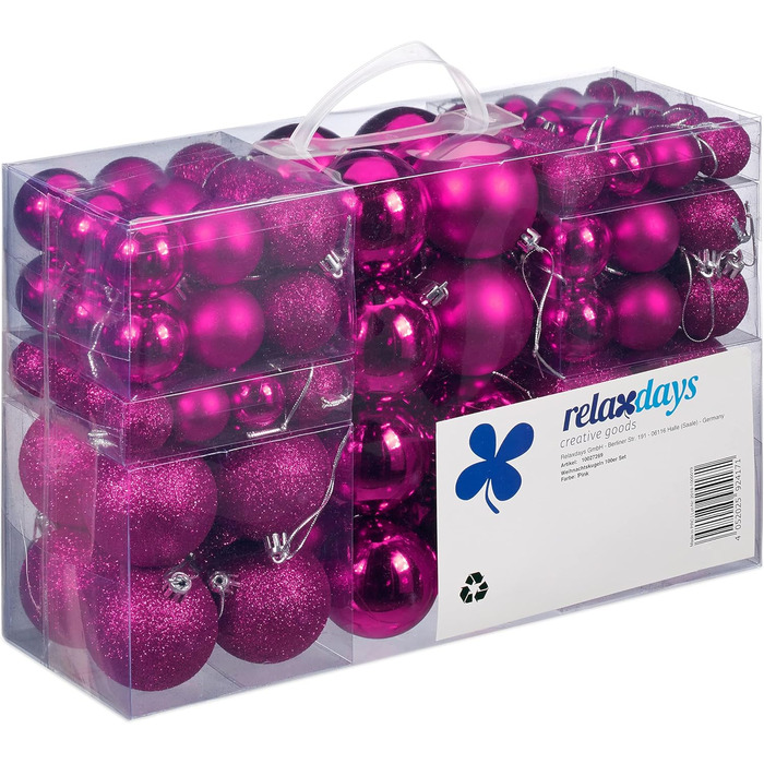 Різдвяні кульки набір із 100 шт рожеві Relaxdays