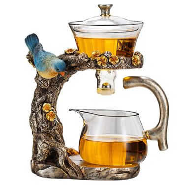 Чайний набір Магічна чайничка, напівавтоматичний, з високоякісного боросилікатного скла, магнітна чайничка з ситечком для чаю, набір для чаювання в стилі Кунг-Фу для дому, офісу, подорожей