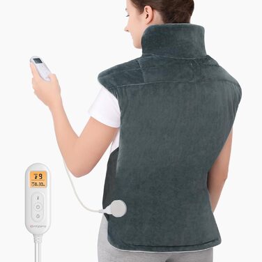 Грілка Comfytemp з обтяженням для спини, плечей та шиї з 9 режимами нагрівання, 0,5-9 годин, автоматичне вимкнення, 1,1 кг, грілка для спини, грілка для шиї, грілка, подарунки для мам, жінок, мам, тат, сіра, 53x85 см