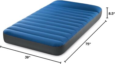 Матрац Intex TruAire TPU Luxury для кемпінгу 64011E Fiber-Tech - ламінат, стійкий до проколів - повітряний насос QuickFill USB - вантажопідйомність 136,1 кг - розмір Twin Blue Twin