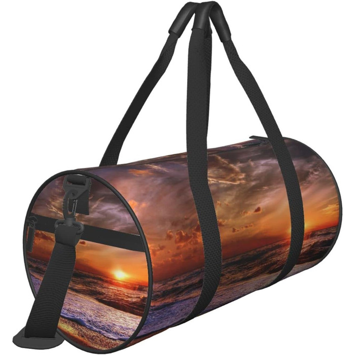 Спортивна сумка, дорожня сумка, пляжна сумка, принт Схід сонця, сумка на нічліг, чорна, універсальний розмір, сумка для подорожей
