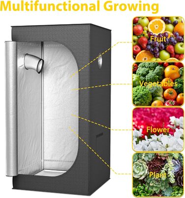 Тент для вирощування рослин Growzelt 40x40x120 см. Палатка для індору з відбиваючою плівкою, виготовлена з міцного оксфордського полотна 600D та сталевого каркасу. Ідеально підходить для вирощування овочів, квітів та трав у приміщенні.