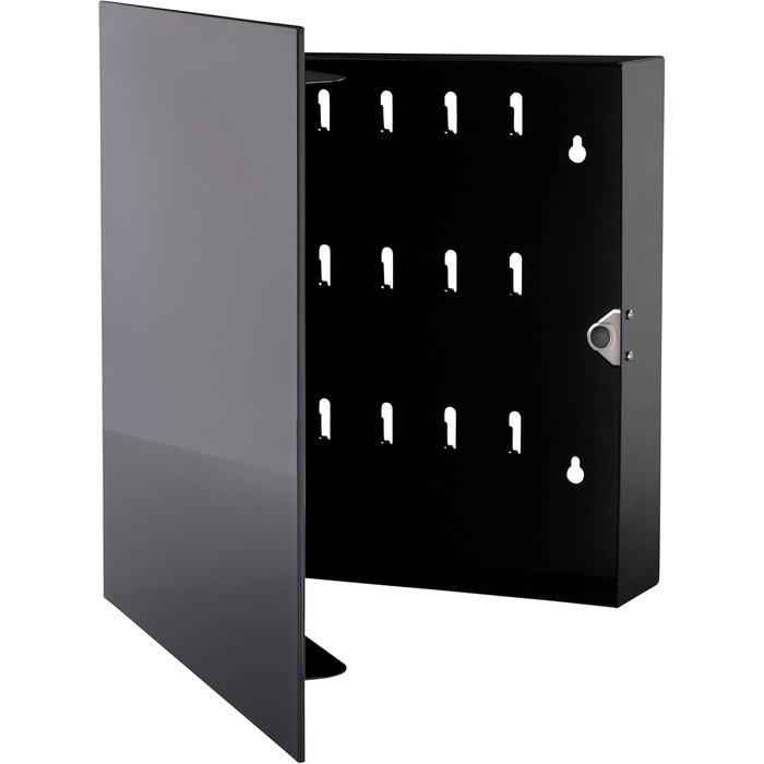 Сучасна скринька для ключів BALOU зі скляною магнітною дошкою - Магнітна дошка для пам&39яток з 6 магнітами та ручкою - Велика шафа для ключів з 20 гачками - Ідеально підходить для коридору, вхідної зони, офісу - 33x33x6,8 см Антрацит