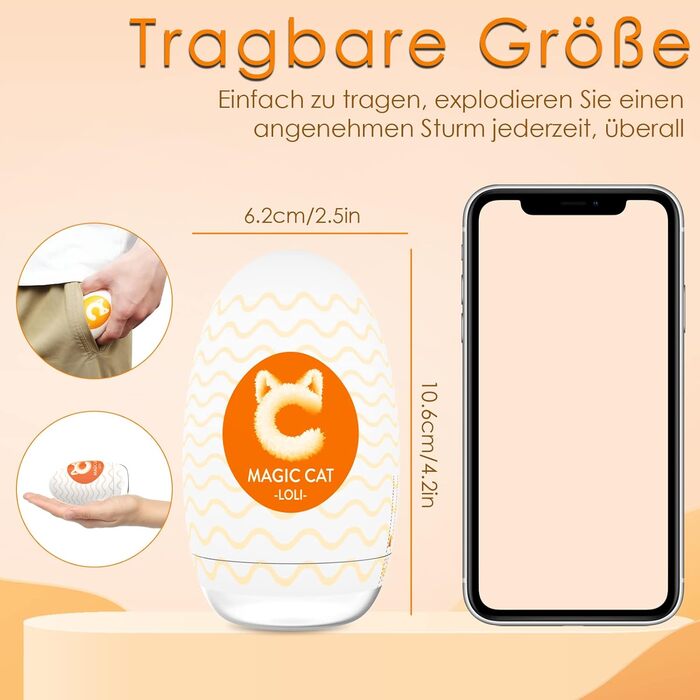 Mастурбатор-яйце Naughty Devil, помаранчевий, портативний