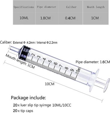 Формований пластиковий шприц обємом 300 мл з трубкою довжиною 1 м і 20 мл/10 мл кожен від /5 мл до 2 шт./1 мл до 6 шт. для відсмоктування рідини для вимірювання поживних речовин у гідропоніці