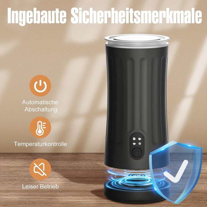 Піноутворювач для молока Ovetedot, піноутворювач для молока 4-в-1 електричний для гарячого і холодного молока, автоматичне вимкнен