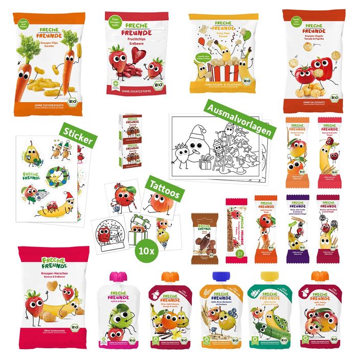 Адвент-календар FRECHE FREUNDE 2024 Органічні снеки, без доданого цукру