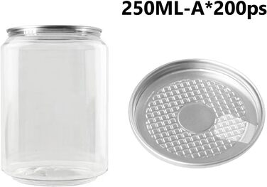 Пластикові стаканчики з кришками, що герметично герметичні, прозорі, для боба, скляна ємність для смузі, сумісна з автоматичним герметиком для стаканчиків, 200 шт. x 250 мл, один розмір