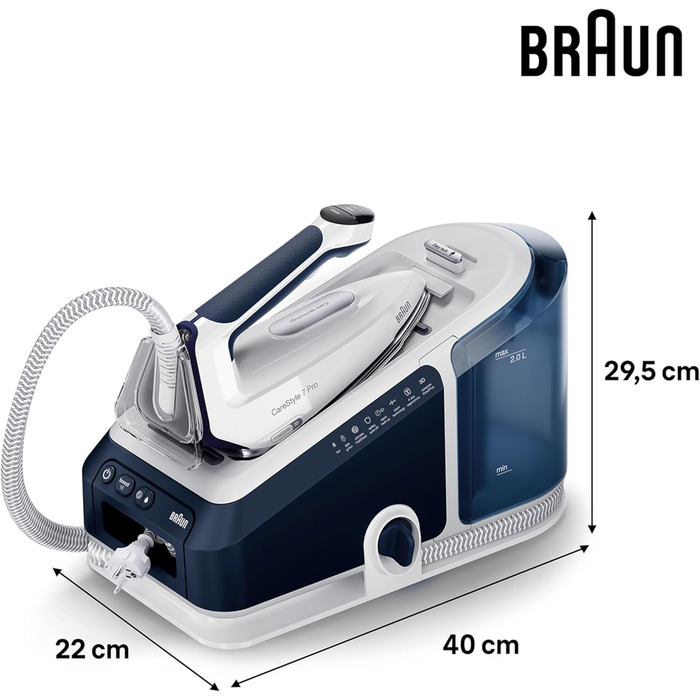 Парова прасувальна станція Braun CareStyle 7 Pro IS 7282 BL - парова праска з підошвою FreeGlide 3D, функція iCare, знімний резерв