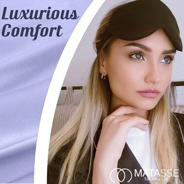 Шовкова маска для очей MATASSE Silk Your Life - 3D контурна маска для сну, чохол для очей, маска для сну з ремінцем для жінок, чор