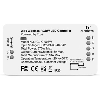 Керування контролером світлодіодної стрічки GLEDOPTO RGB RGBW WiFi DC12-24-54V через програми Tuya/Smartlife Голосове керування Alexa та Google Home