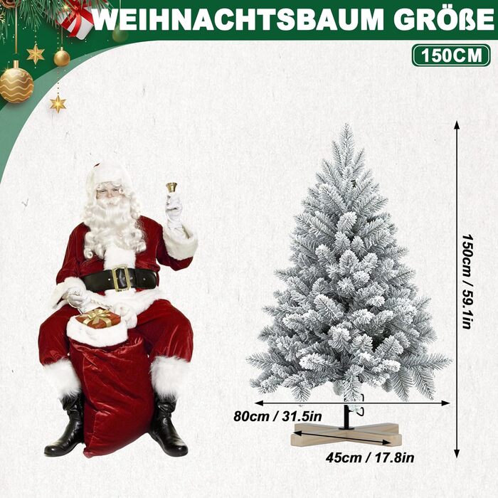 Штучна ялинка з ефектом натуральної білої сніжинки 150 см NAIZY