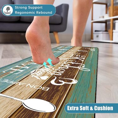 Комплект кухонних килимків, килимок для кухні, що миється, килимова доріжка для коридору, комплект кухонних килимків та килимків, що миються, підходить для нековзних килимків на кухні, у вітальні, їдальні та ванній кімнаті C002